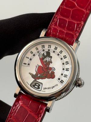 ​GERALD GENTA Scrooge McDuck Retro Jump Hour G.3612.7 Mother of Pearl Disney Fantasy Automatic 34mm Stainless Steel 2000’s
