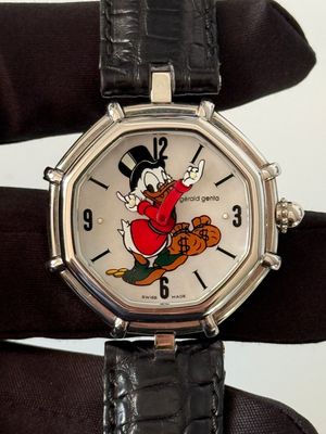 ​GERALD GENTA Scrooge McDuck Octagonal G.3487.7 Mother of Pearl Disney Fantasy Automatic 35mm Stainless Steel 2000’s
