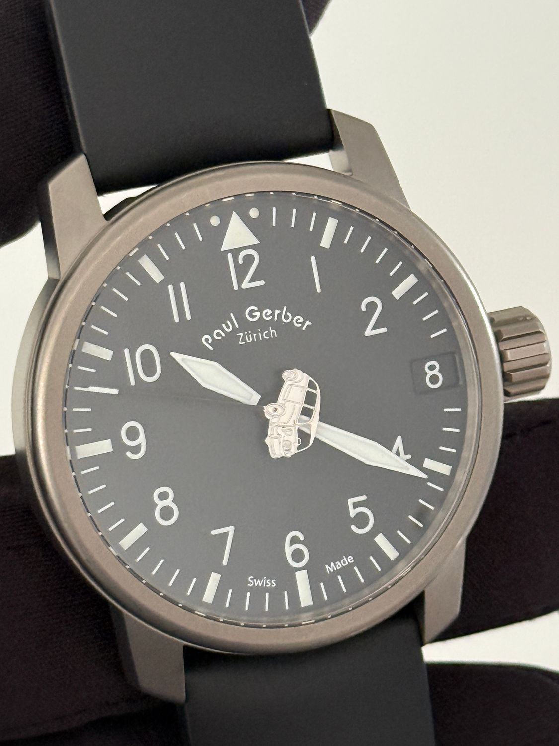 ​PAUL GERBER Zurich 420-XXX Automobile Car Piece Unique 1/1 Date Titanium 42mm Automatic FULL SET 2015
