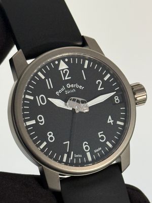 ​PAUL GERBER Zurich 420-XXX Automobile Car Piece Unique 1/1 Date Titanium 42mm Automatic FULL SET 2015