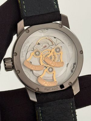 PAUL GERBER Zurich 420-XX Synchron Green Date Titanium 42mm Automatic FULL SET 2011