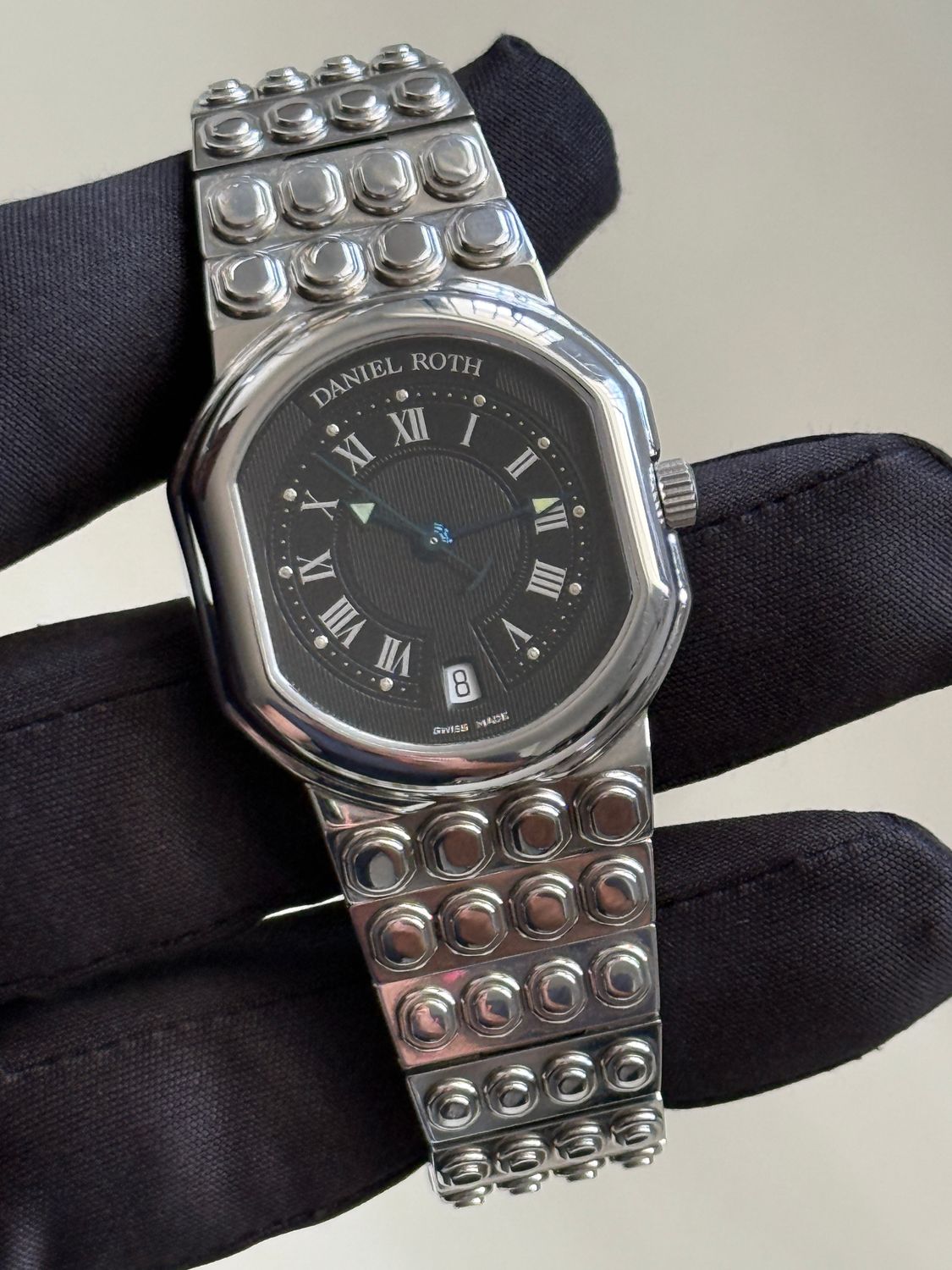 DANIEL ROTH Le Sentier T157 Lego Black Roman Date Stainless Steel 32mm Automatic FULL SET 1998 DANIEL ROTH Le Sentier T157 Lego Black Roman Date Stainless Steel 32mm Automatic FULL SET 1998