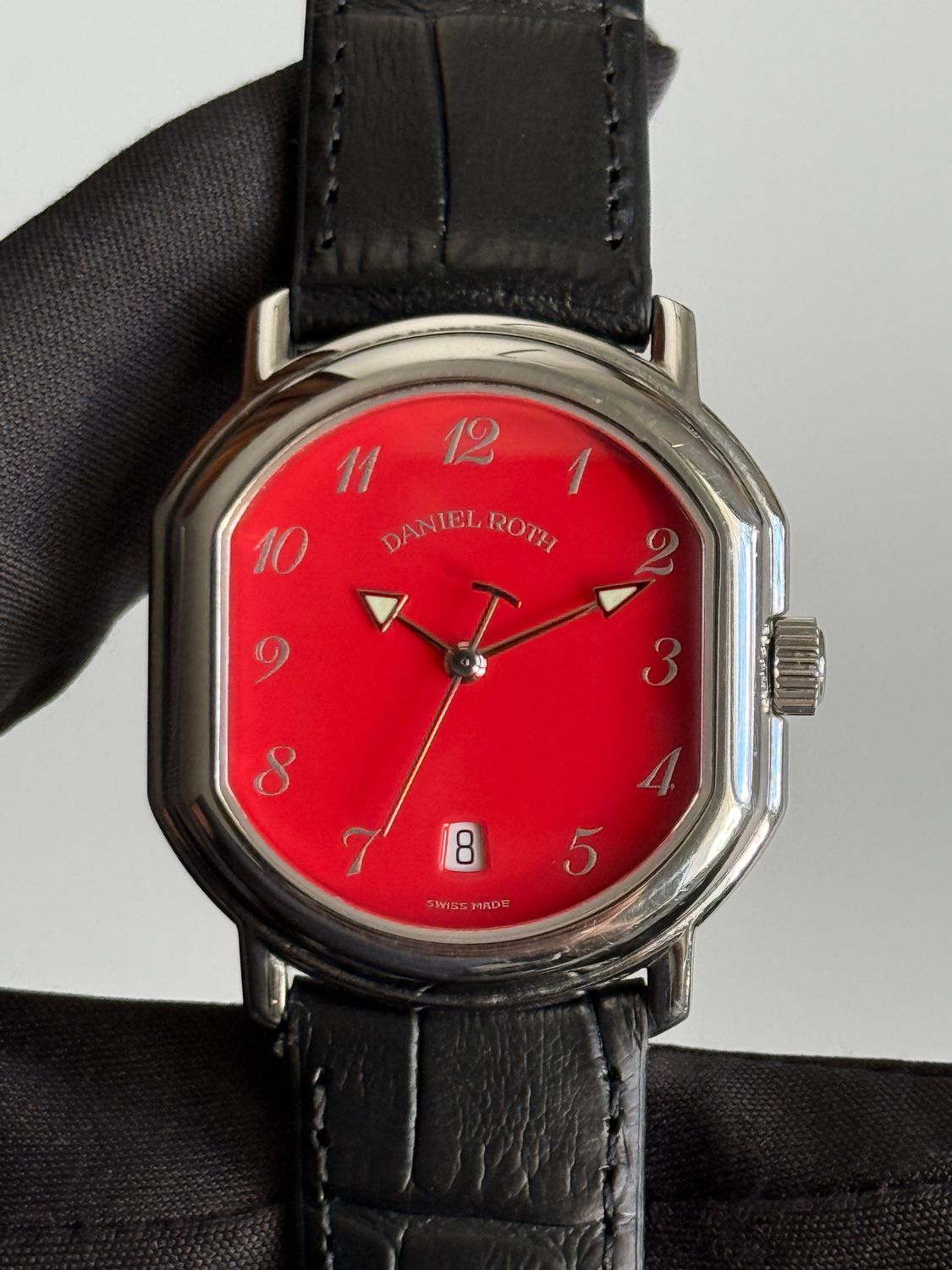 DANIEL ROTH Le Sentier T157 Coral Red Orange Stella Date Breguet Stainless Steel 32mm Automatic 1996 DANIEL ROTH Le Sentier T157 Coral Red Orange Stella Date Breguet Stainless Steel 32mm Automatic 1996