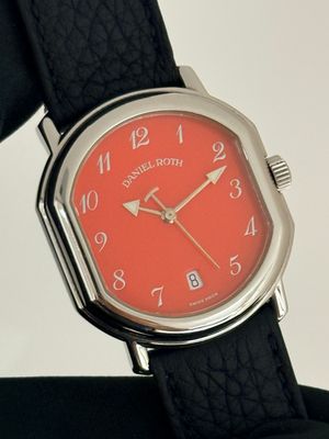 DANIEL ROTH Le Sentier T157 Coral Red Orange Stella Date Breguet Stainless Steel 32mm Automatic 1996 DANIEL ROTH Le Sentier T157 Coral Red Orange Stella Date Breguet Stainless Steel 32mm Automatic 1996