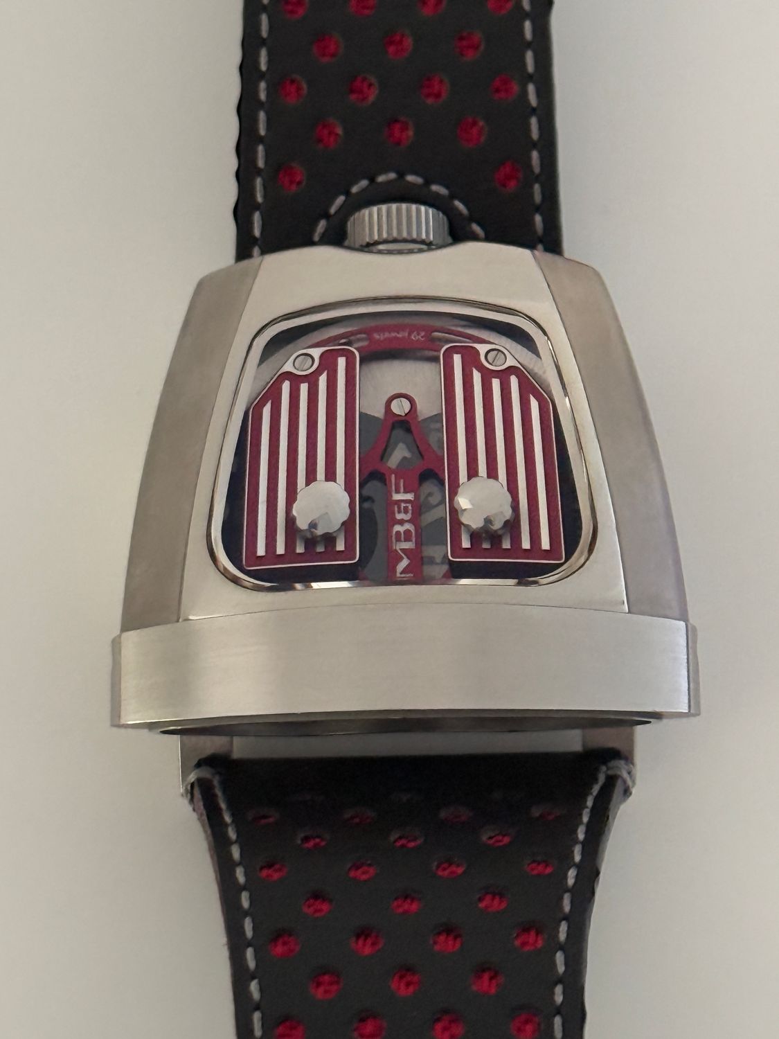 ​MB&amp;F HMX Horological Machine 10th Anniversary Ferrari Red Driver Jump Hour Automatic Titanium Stainless Steel 2015