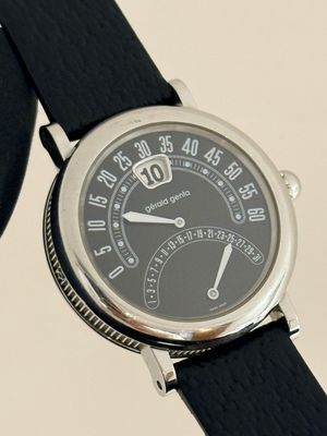 GERALD GENTA Bi-Retro G.3734 Black Jump Hour Retrograde 36mm Stainless Steel Automatic 1999 GERALD GENTA Bi-Retro G.3734 Black Jump Hour Retrograde 36mm Stainless Steel Automatic 1999
