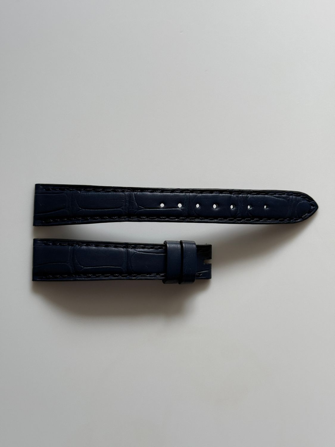 ​VACHERON CONSTANTIN Jalousie Half-Matte Dark Blue Alligator Leather Strap GJDJ Cousu Main Medium 15mm x 12mm