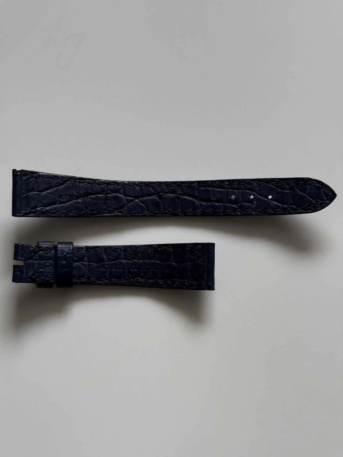 VACHERON CONSTANTIN Jalousie Half-Matte Dark Blue Alligator Leather Strap GJDJ Cousu Main Medium 15mm x 12mm