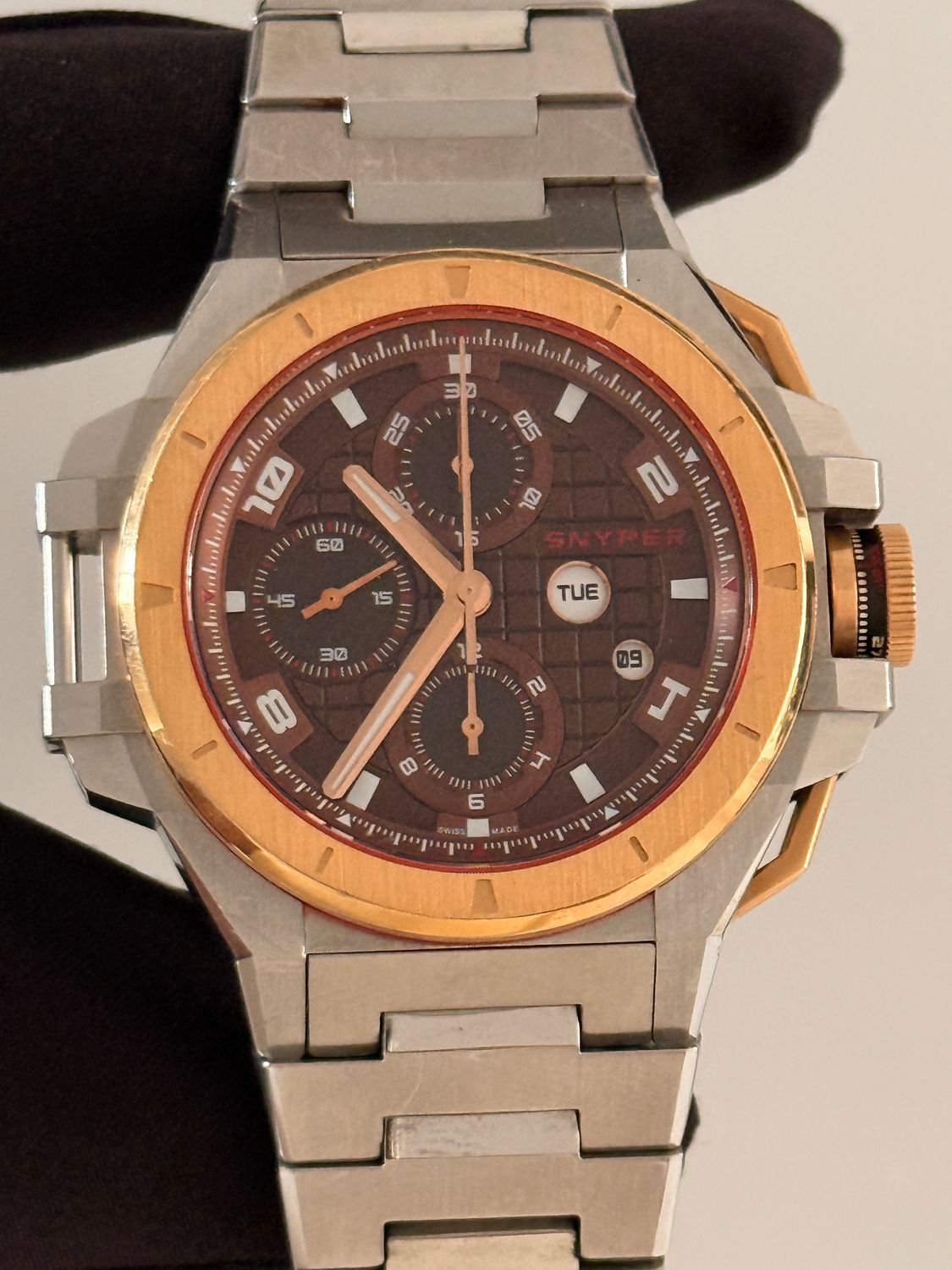 SNYPER IronClad 50.400.0M Chronograph Date Rose Gold Stainless Steel Chocolate Automatic 48mm 2015