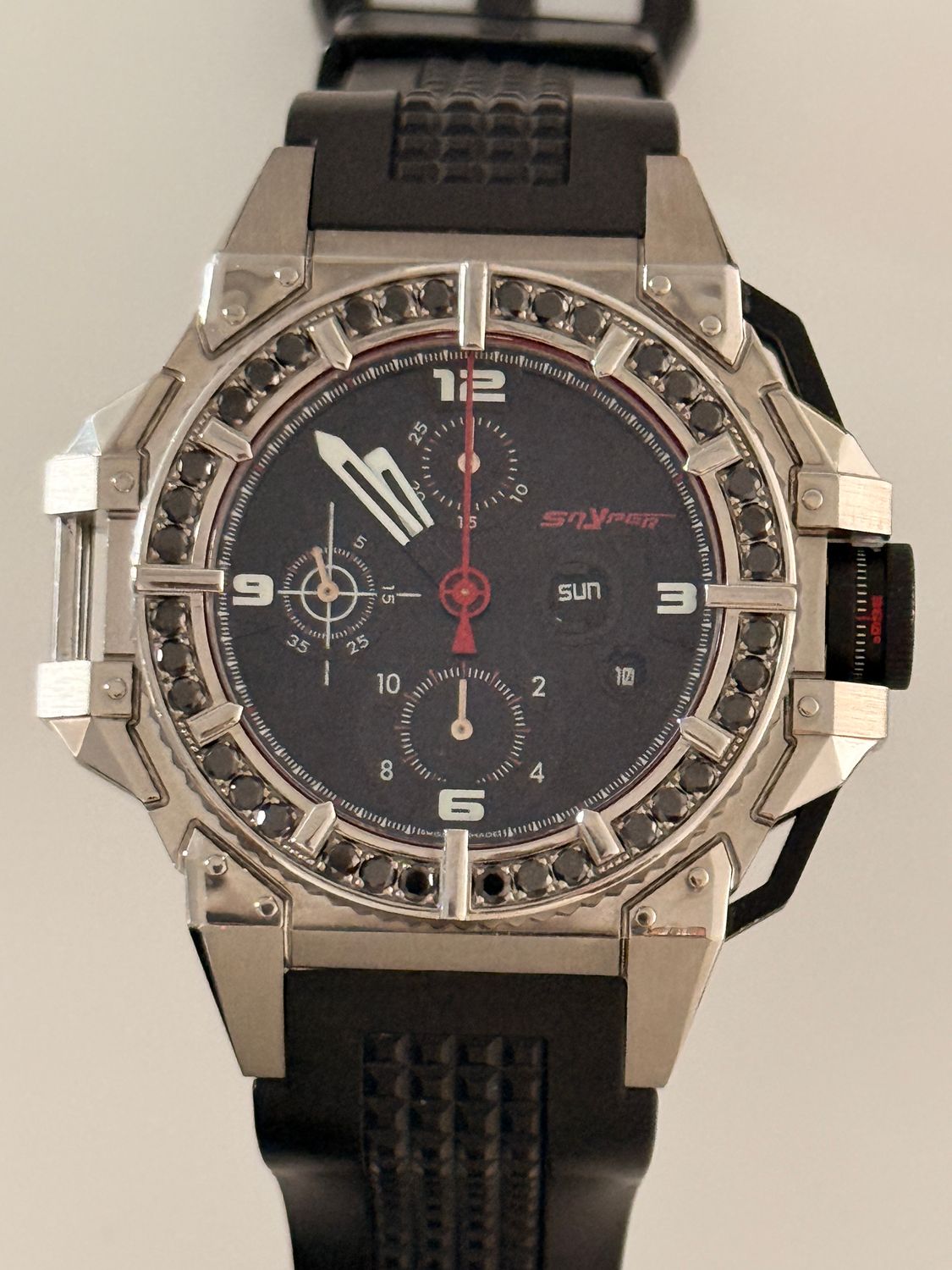 SNYPER One F101 Chronograph Date Stainless Steel Rubber Black Diamond Automatic 48mm 2015