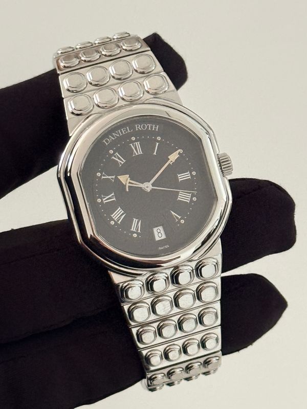 ​DANIEL ROTH Le Sentier S177 Lego Black Roman Date Stainless Steel 36mm Automatic 1999