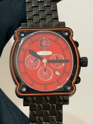 ​GERALD CHARLES GENTA Turbo GC16 Chronograph Date Red Racing PVD Stainless Steel 48mm Automatic Circa 2003