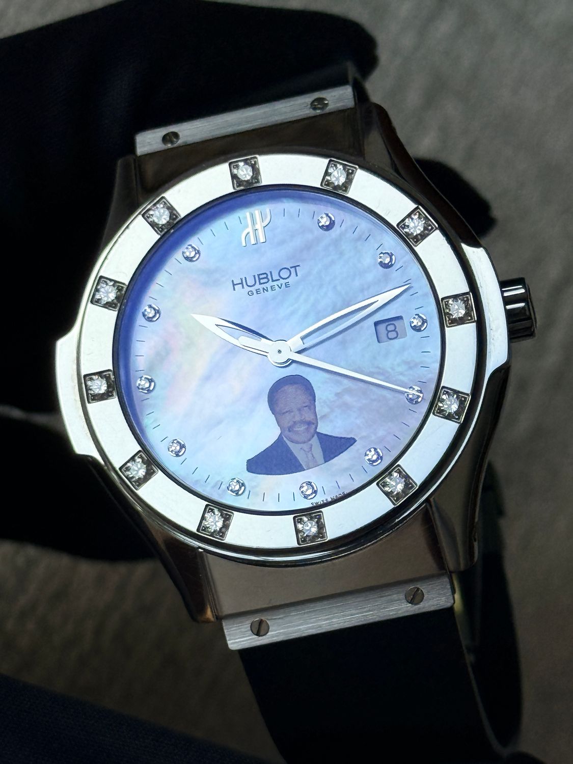 ​HUBLOT Classic Fusion MDM 1905.1.044 Omar Bongo Limited Edition Mother of Pearl MOP Diamonds Stainless Steel 41mm Quartz Circa 1990’s