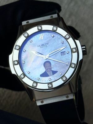 HUBLOT Classic Fusion MDM 1905.1.044 Omar Bongo Limited Edition Mother of Pearl MOP Diamonds Stainless Steel 41mm Quartz Circa 1990’s