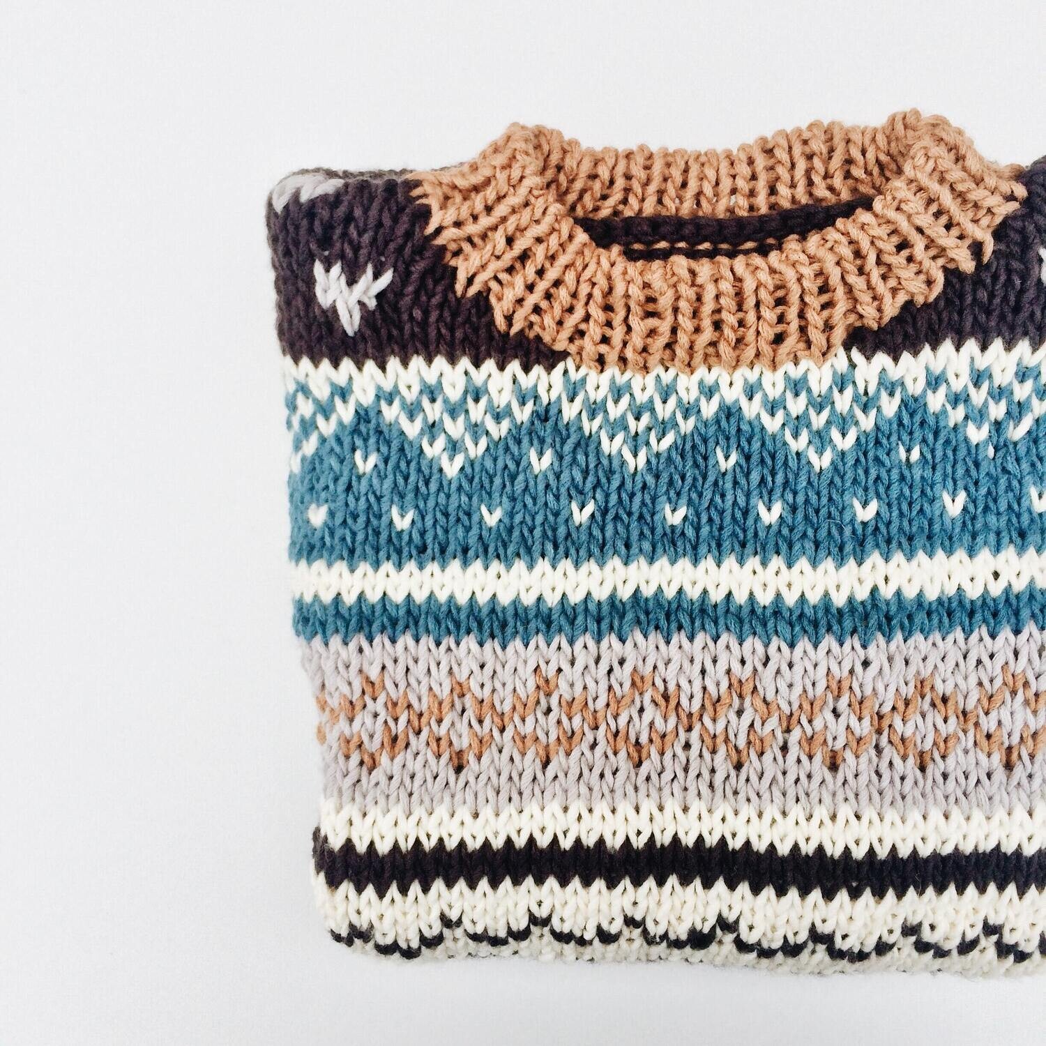 Blue, White and Brown Jumper
