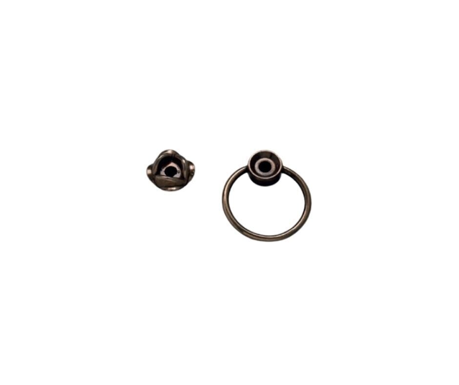 Deckel-/Blumenstoppring aus Messing mit Rose aus Zamak mit Antik-Messing-Finish