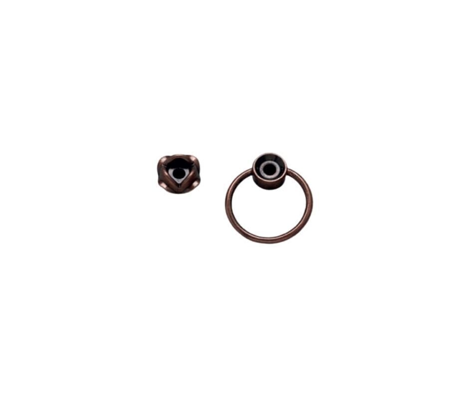 Deckel-/Blumenstoppring aus Messing mit Rose aus Zamak mit Antik-Kupfer-Finish