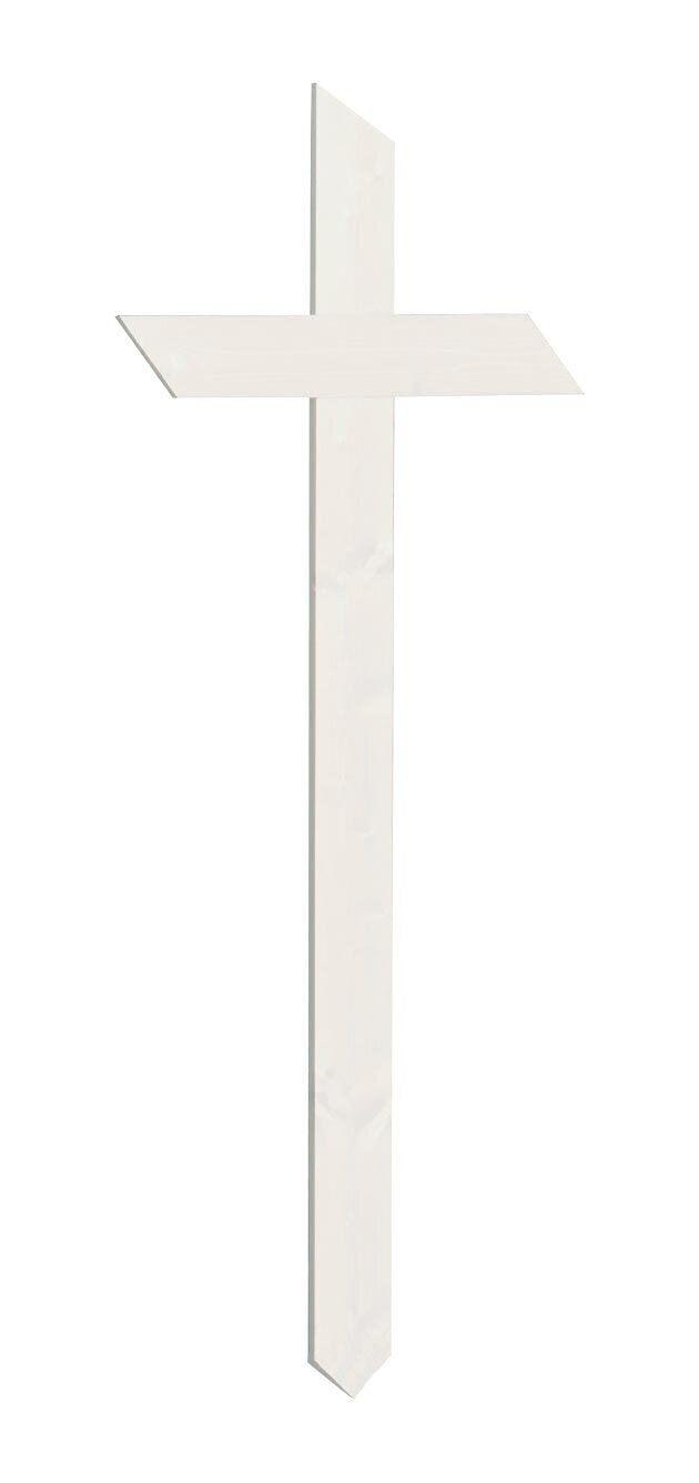 Provisorisches Kreuz aus Tannenholz, weiß lackiert, 9 cm