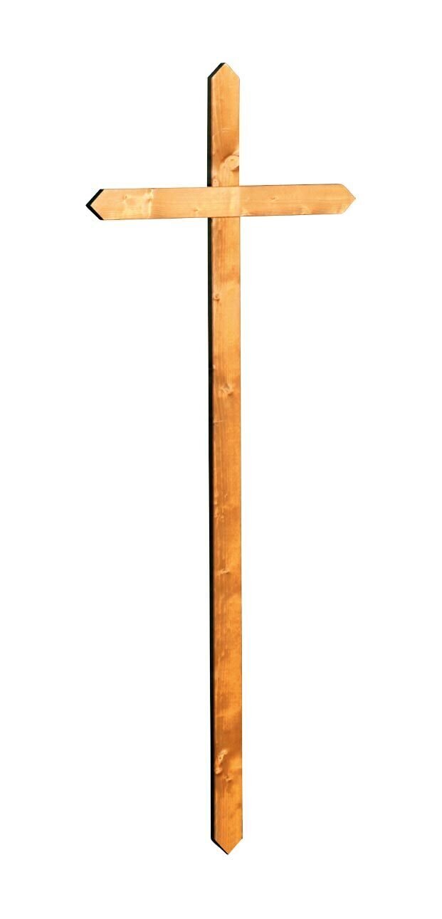 Temporäres Kreuz aus Tannenholz mit mattem Mahagoni-Finish 5,2 cm