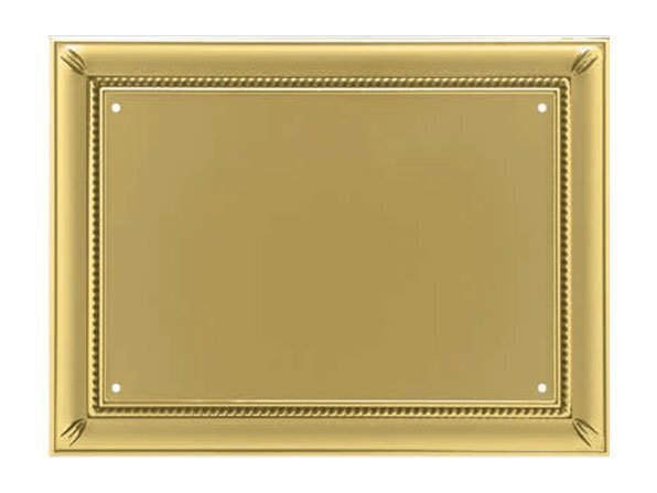 Platte aus mattgold patiniertem Aluminium und geprägter Rand aus glänzendem und patiniertem Gold 2