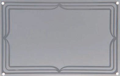 Flache rechteckige Aluminiumplatte mit patiniertem silbernem Hintergrund mit glänzendem Theaterrand
