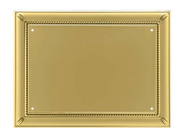 Platte aus mattgold patiniertem Aluminium und geprägter Rand aus glänzendem und patiniertem Gold 2