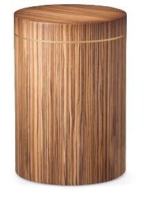 Moderne Zylinder-Mini-Urne mit Zebrano-Finish