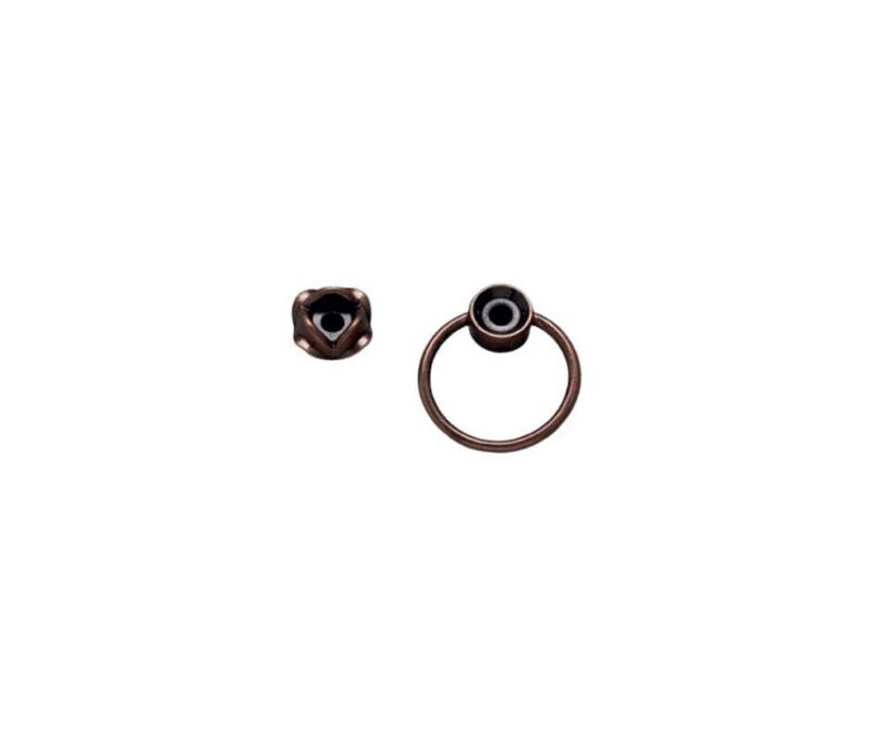 Deckel-/Blumenstoppring aus Messing mit Rose aus Zamak mit Antik-Kupfer-Finish