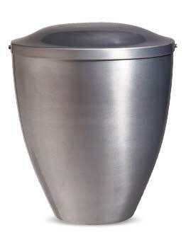 Urne aus silber lackiertem Stahl