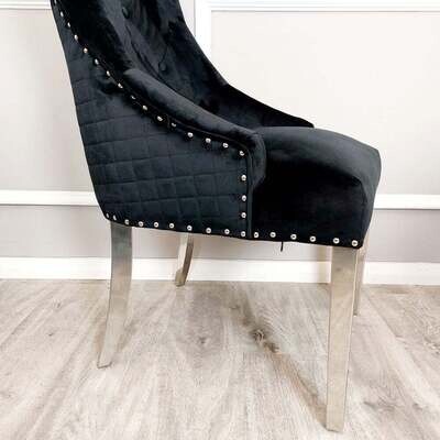 1.5m Santino Marble Table + 4 Black Bentayga  Chairs
