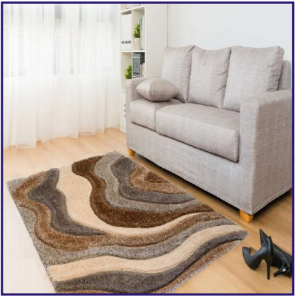 3D Ripple Polyester Collection, Colour: Silver-Beige