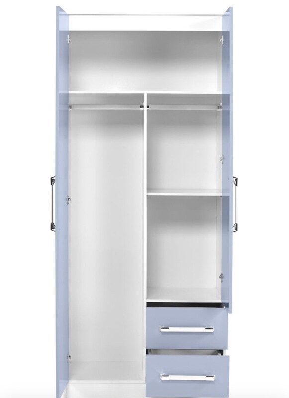 Franco Blue/White High Gloss Bedroom Set