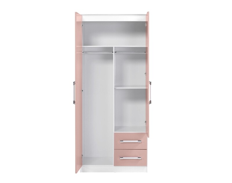 Franco Pink/White High Gloss Bedroom Set