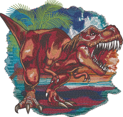 Embroidery Art Roaring T-Rex