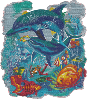 Embroidery Art Dolphin Scene