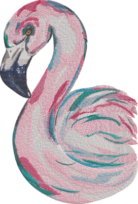 Embroidery Art Watercolor Flamingo