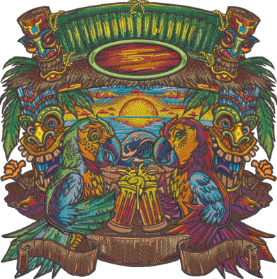 Embroidery Art Tiki Parrots