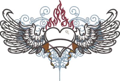 Flame Heart Wings (Applique)