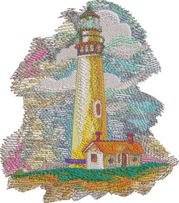 Seaside Lighthouse in Watercolor