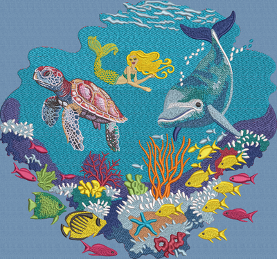 Embroidery Art Dolphins Reef Special