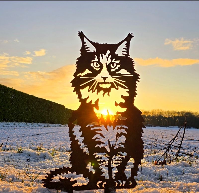 Metallkat -maine coon- aus Cortenstahl
