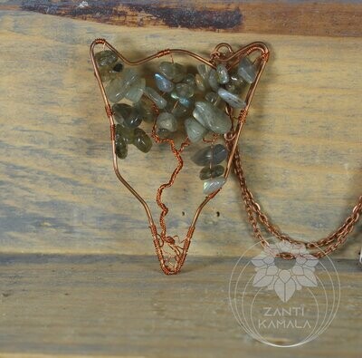Labradorite fox/wolf/dog tree of life necklace
