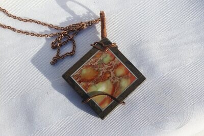 Orange Jasper Sea Sediment set in Obsidian necklace