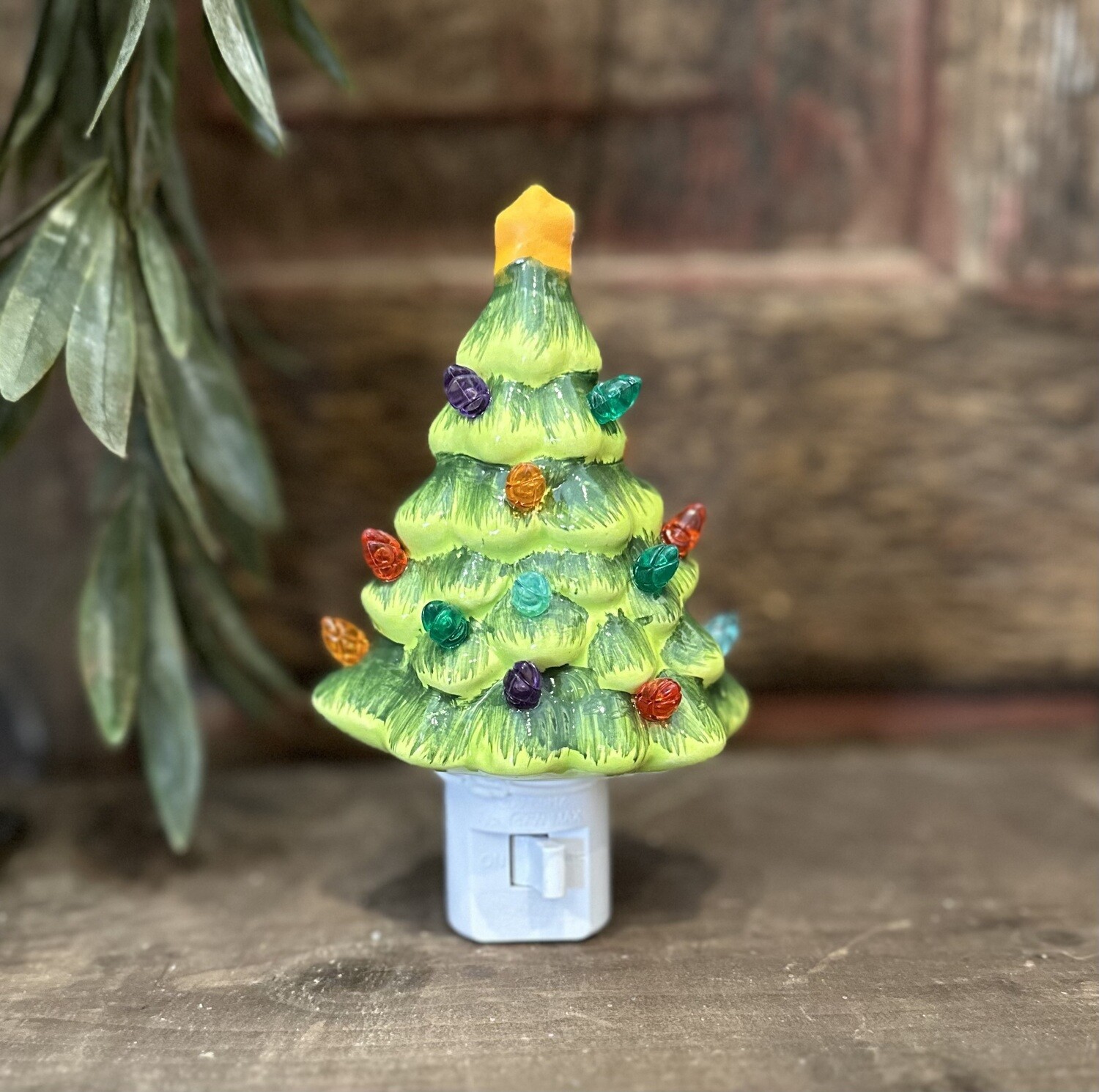CERAMIC TREE LIGHT GREEN NIGHTLIGHT