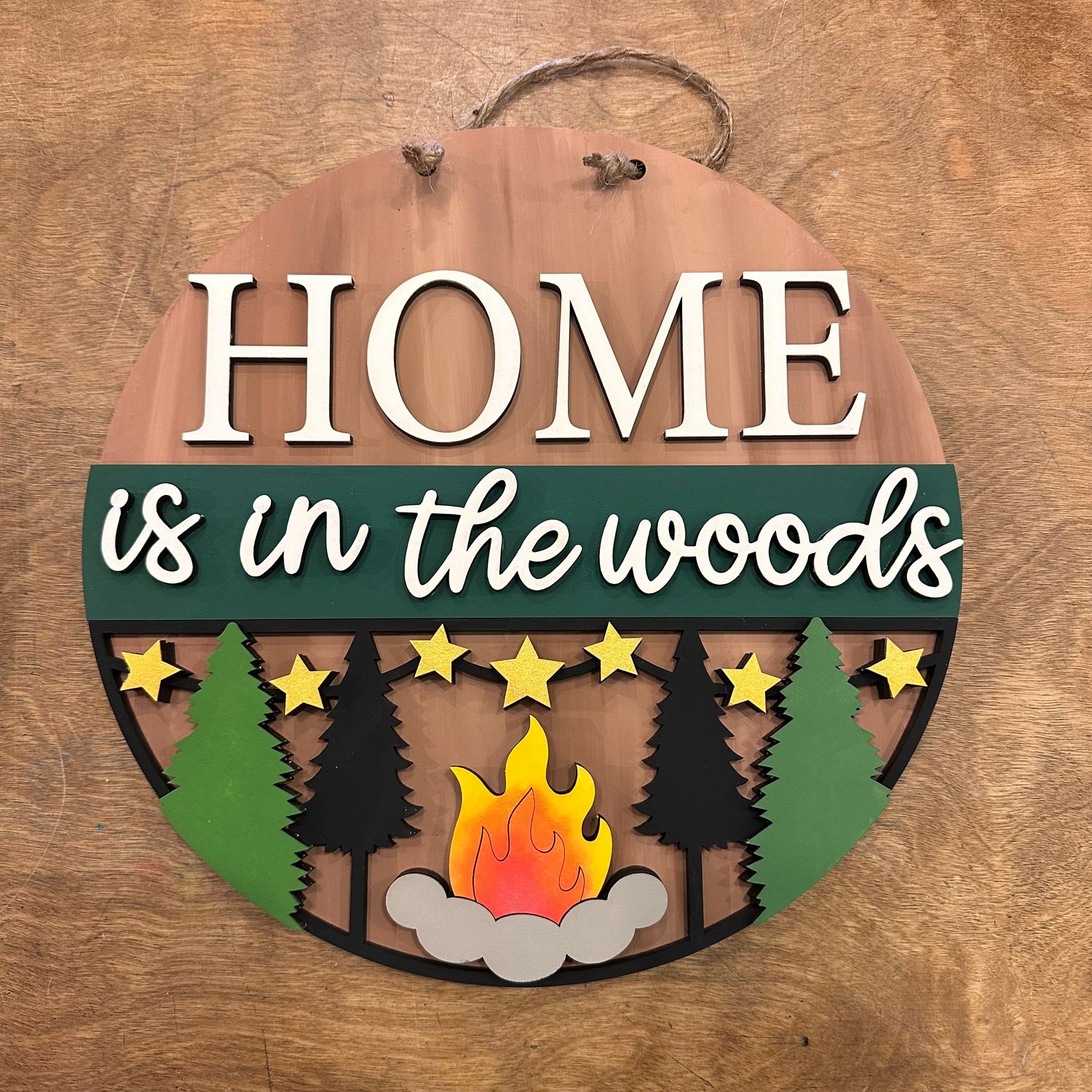 HOME IS IN THE WOODS DOOR HANGER