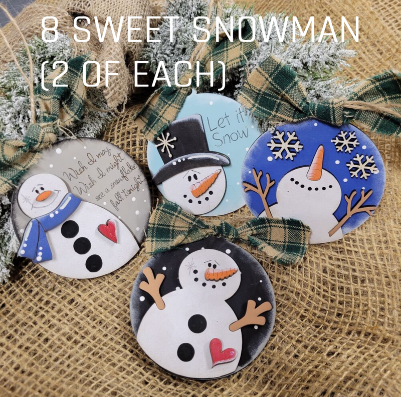 8 CUTE SNOWMAN (2 OF EACH)