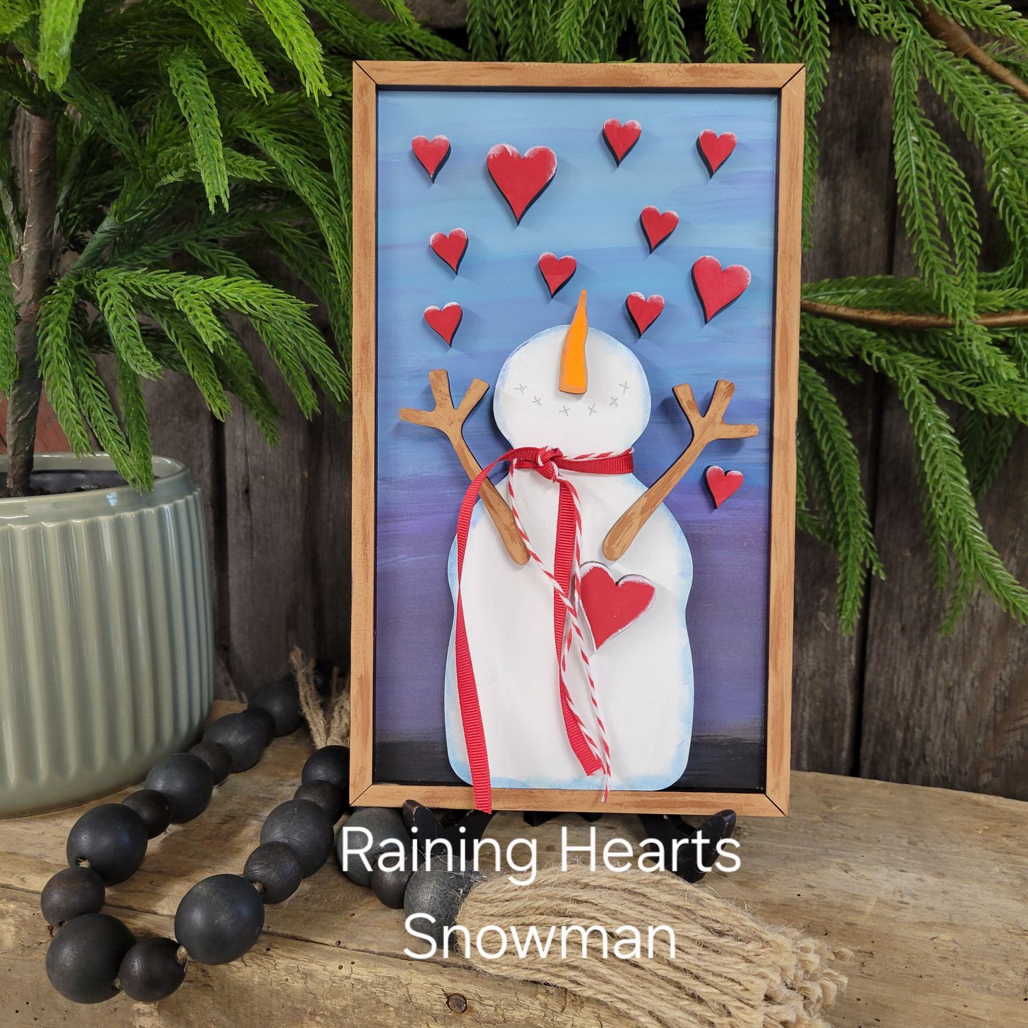 RAINING HEARTS SNOWMAN