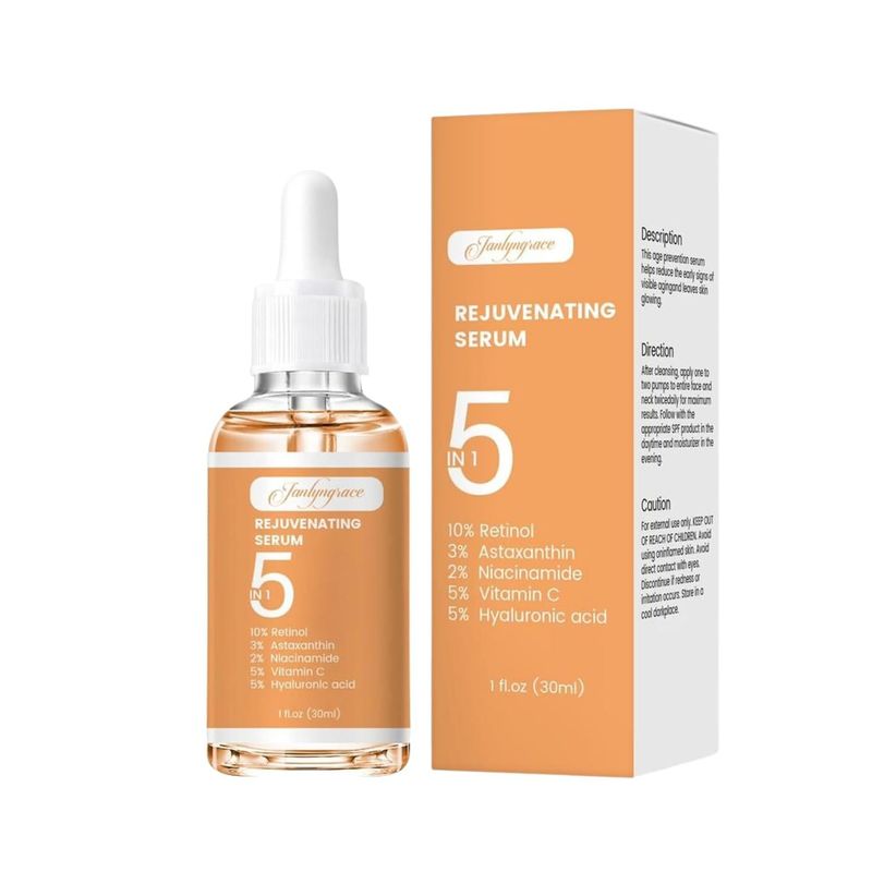 5-in-1 Rejuvenating Serum with Retinol, Astaxanthin & Niacinamide – Hydrating Formula for Healthy Skin Texture