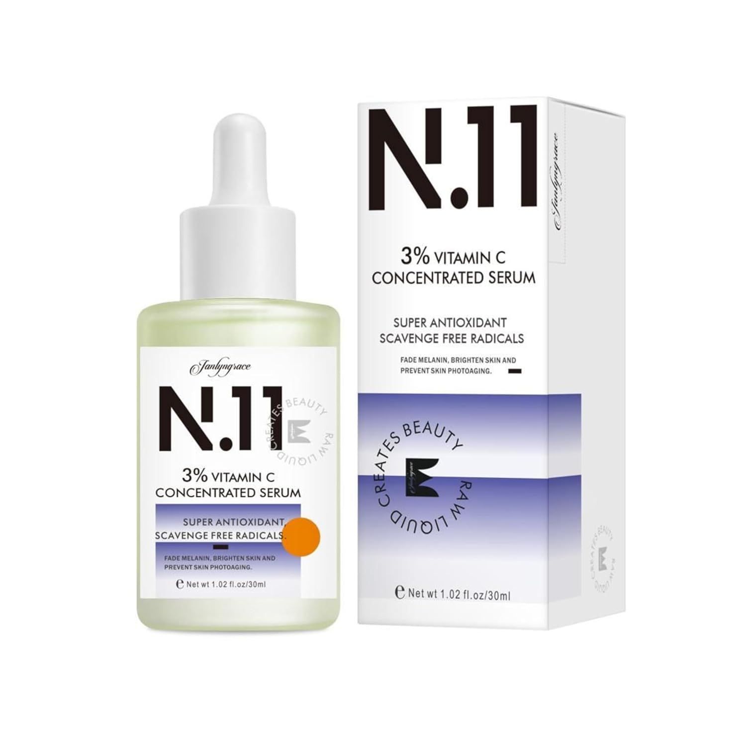 N.11 3% Vitamin C Concentrated Serum - Brightening & Hydrating Formula - Infused with Potent 3% Vitamin C - Revitalize for Radiant Skin
