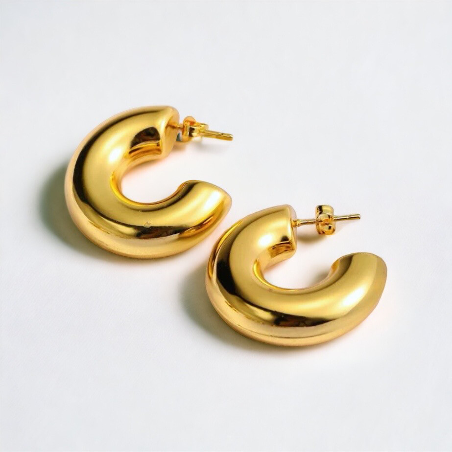 Gold Chunky Hollow Hoops